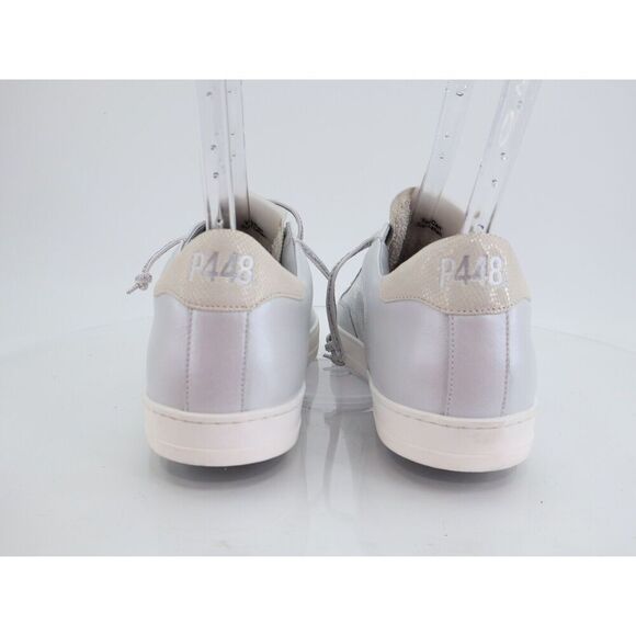 P448 John T Grey Leather Gray Silver Croc Embossed Low Top Sneakers Size 42 11 - Picture 11 of 12